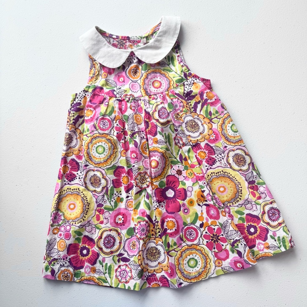 Vera Bradley Floral Sleeveless Dress with Peter Pan Collar 9-12 months